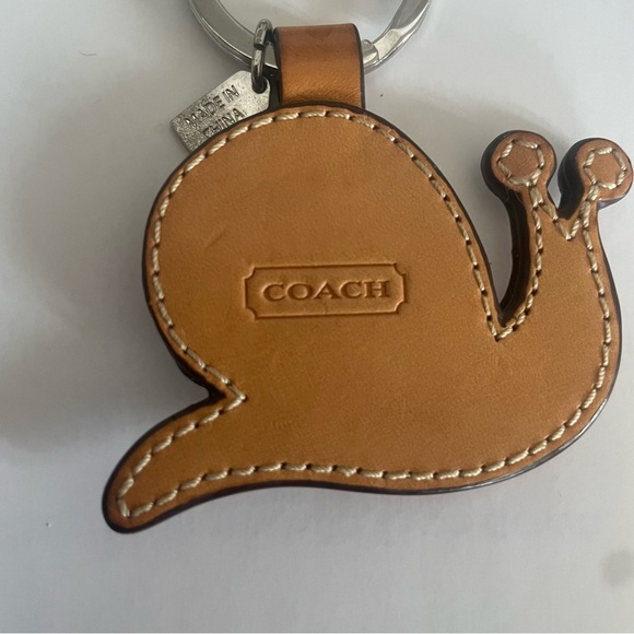 Coach Snail Keychain Ring Bag Charm Leather and Fabric Womens Fashion Accessory - Picture 3 of 6